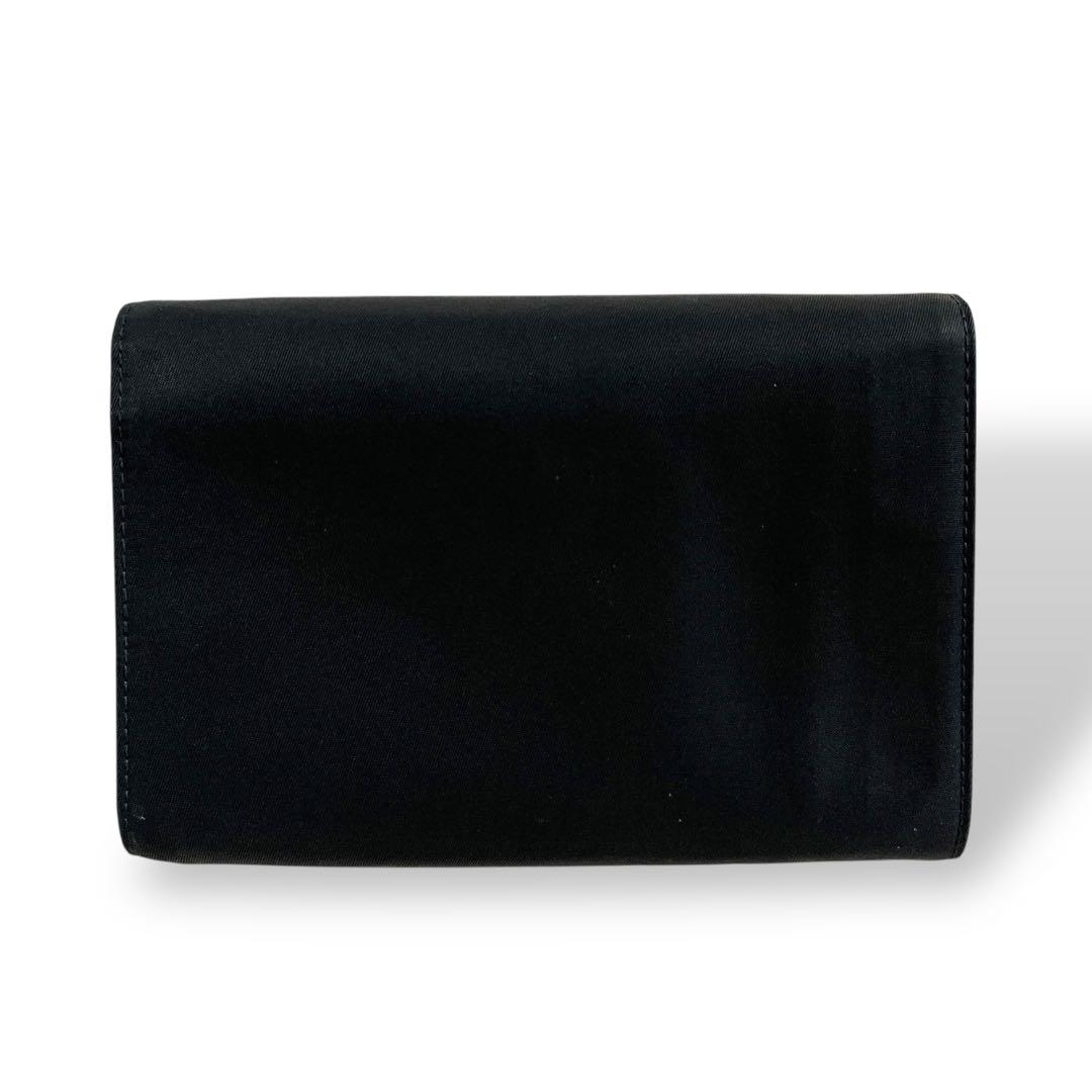 PRADA プラダ　三つ折り財布　三角ロゴ　ナイロン　サフィアーノレザー　黒