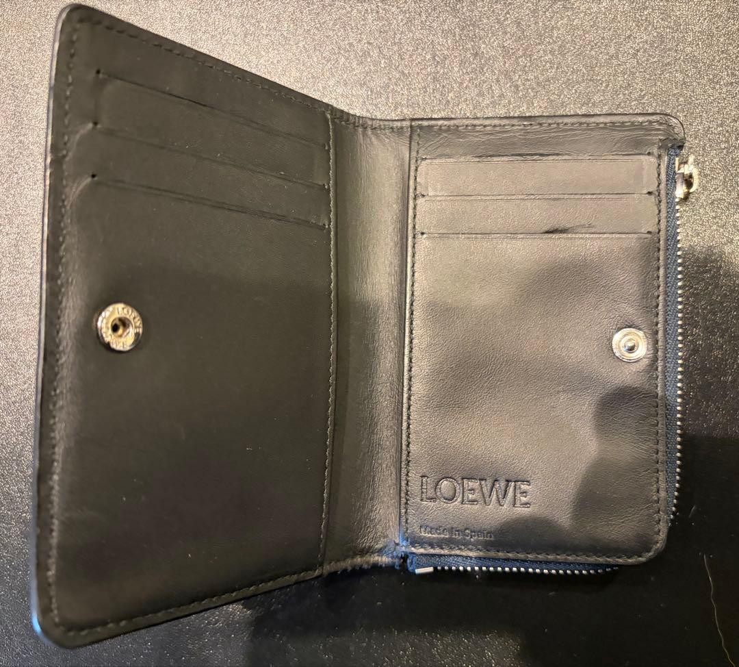 美品 LOEWE ミニウォレット ネイビー
