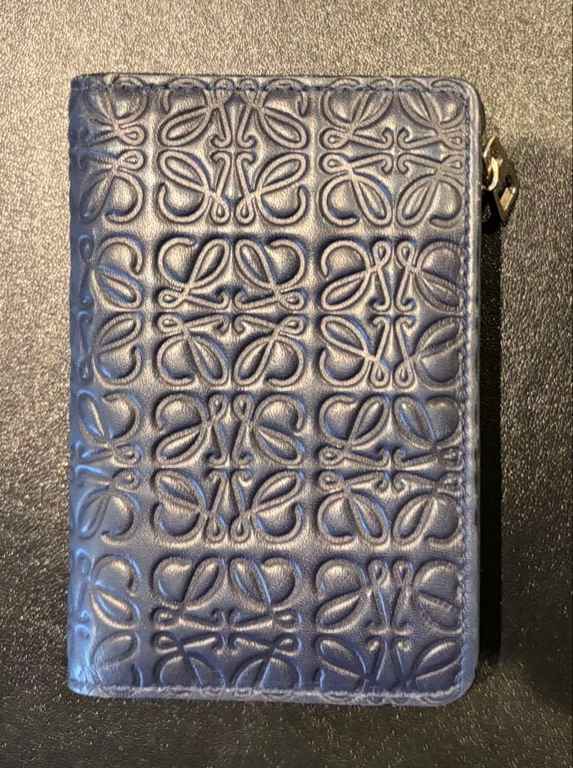 美品 LOEWE ミニウォレット ネイビー