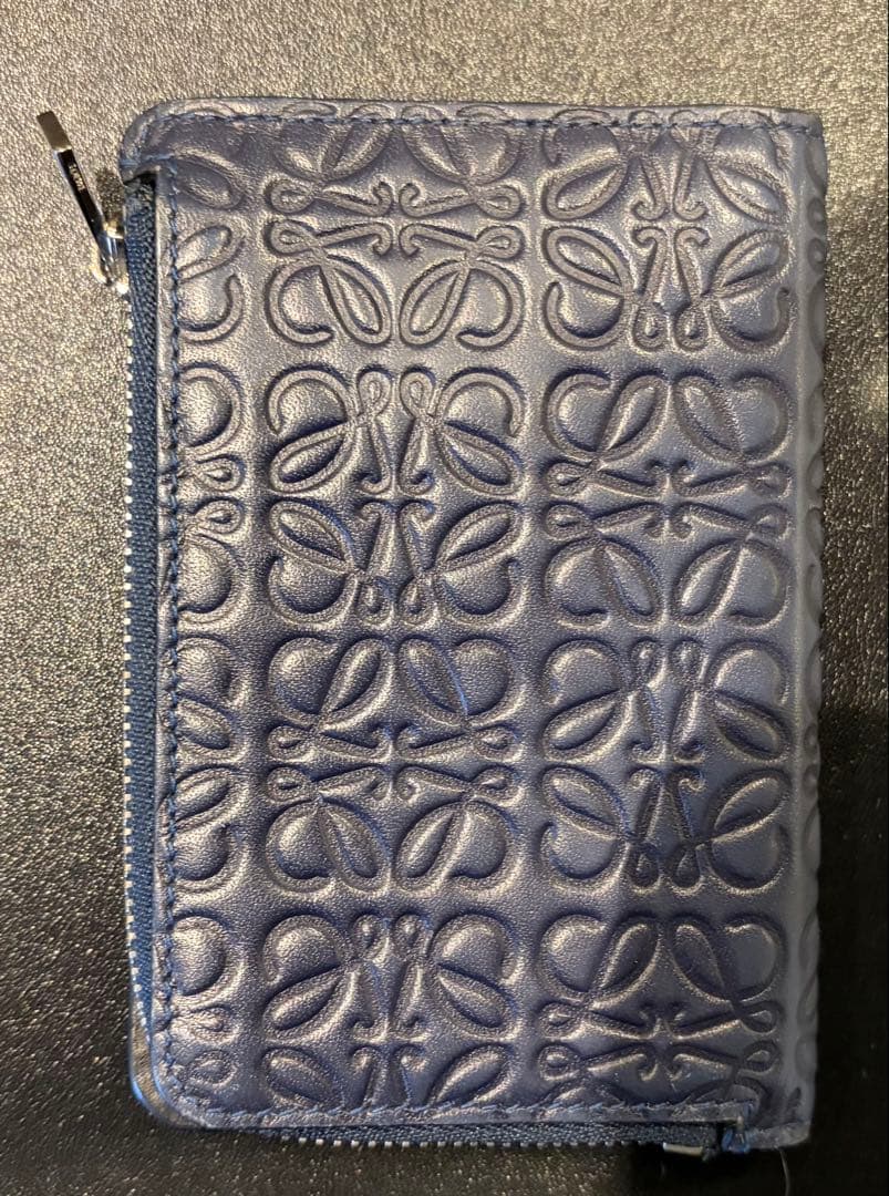 美品 LOEWE ミニウォレット ネイビー