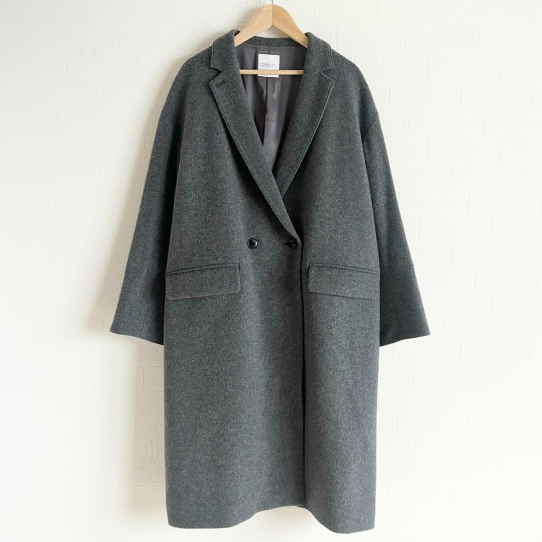 美品✨北欧暮らしの道具店　3WAYアレンジ襟のかろやかチェスターコート　グレー