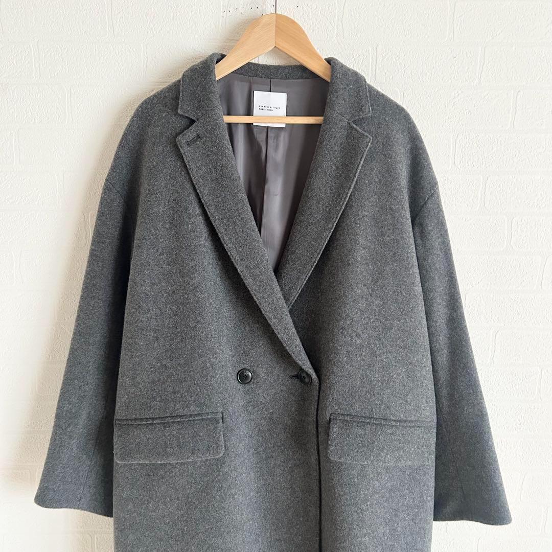 美品✨北欧暮らしの道具店　3WAYアレンジ襟のかろやかチェスターコート　グレー