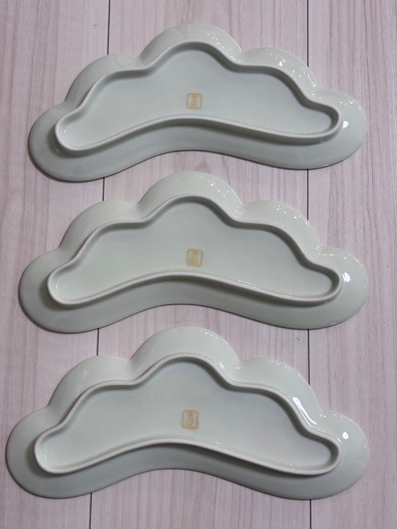 【新品】有田焼　幸楽窯　松葉形前菜皿　緑白6枚セット