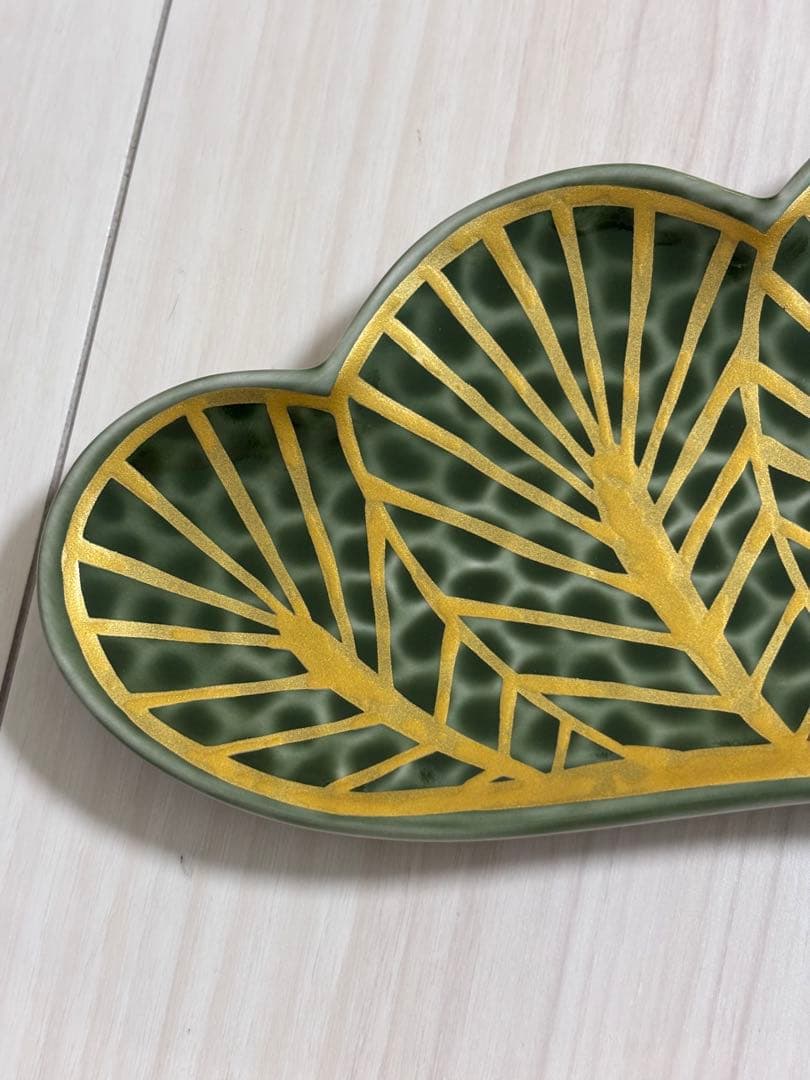 【新品】有田焼　幸楽窯　松葉形前菜皿　緑白6枚セット