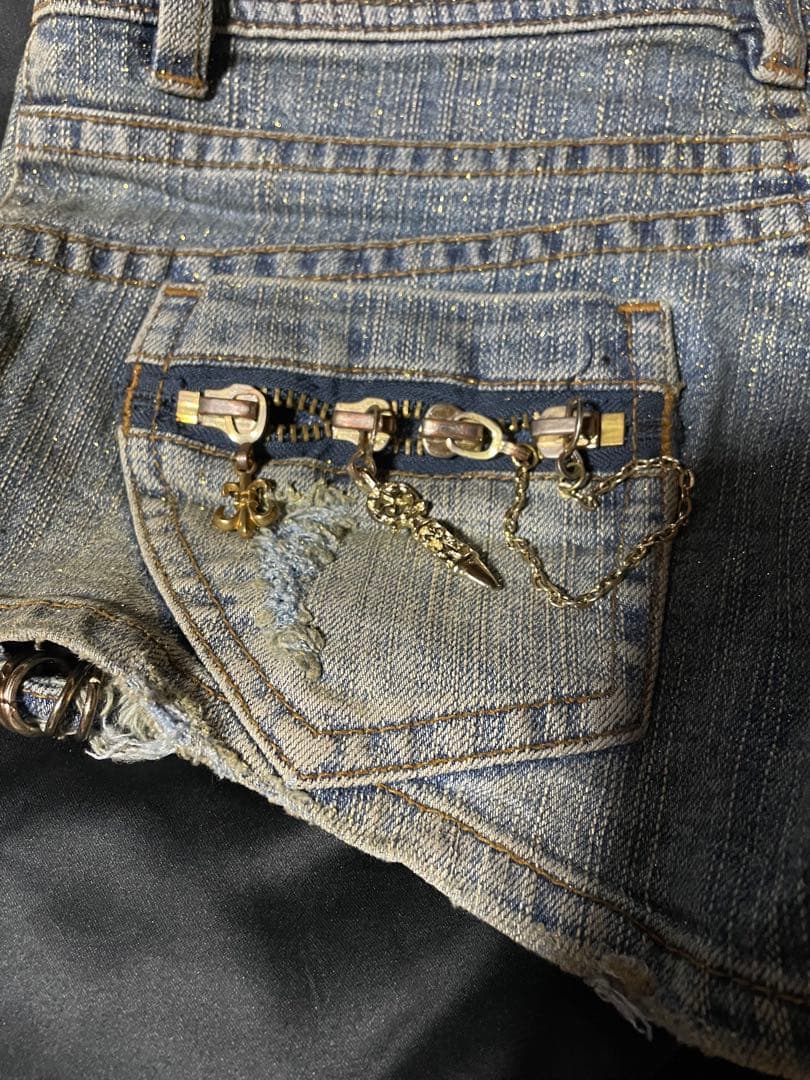 d.i.a ダメージラメ加工デニムショーパン