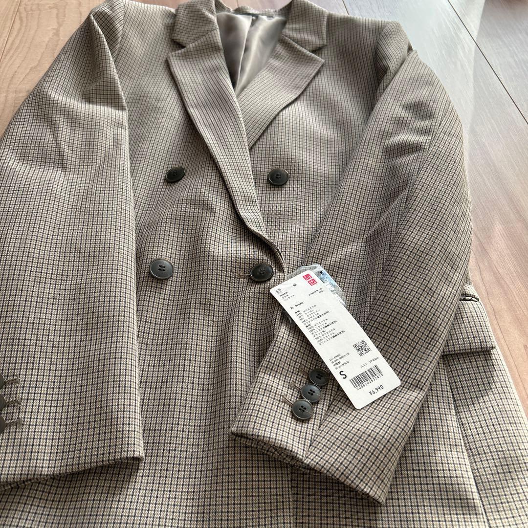 ユニクロ　S ダブルジャケット　ブラウン