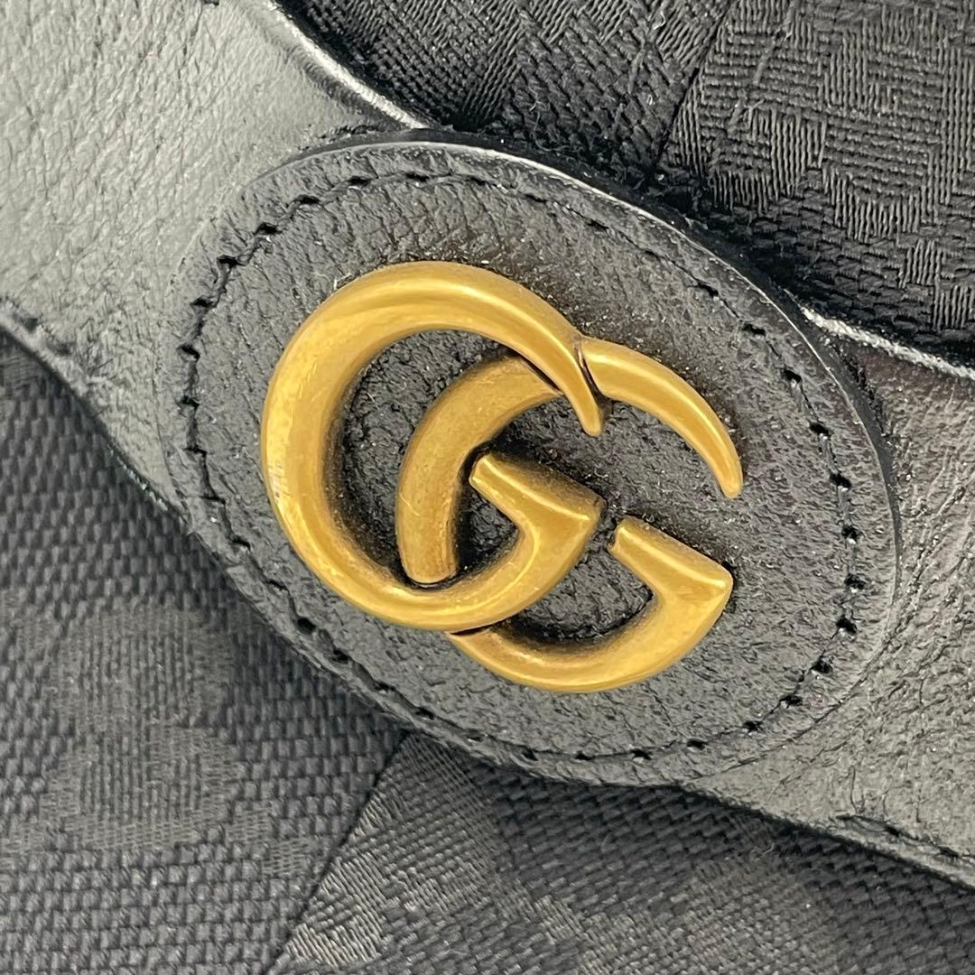 【✨極美品】グッチ マーモント GGキャンバス バケットハット レザー ブラック