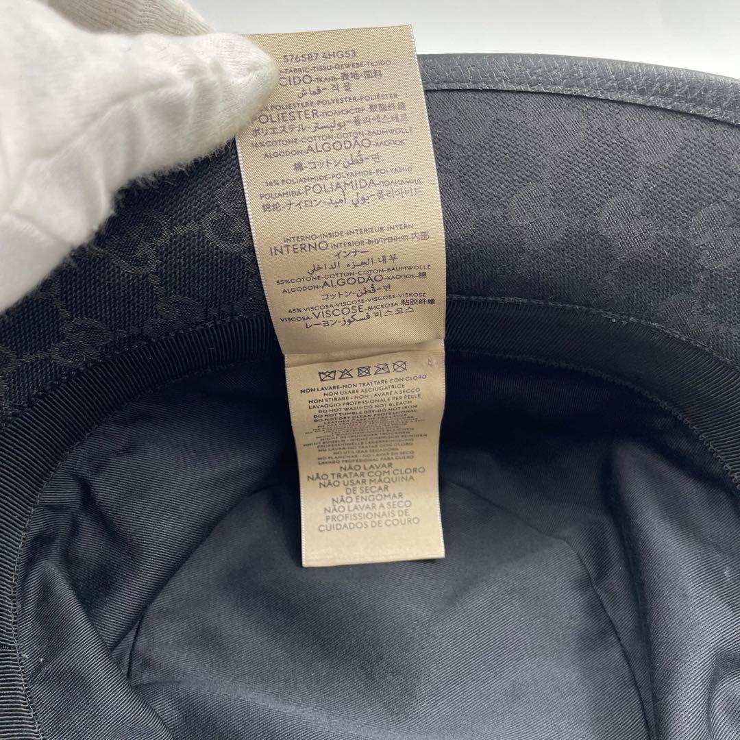 【✨極美品】グッチ マーモント GGキャンバス バケットハット レザー ブラック