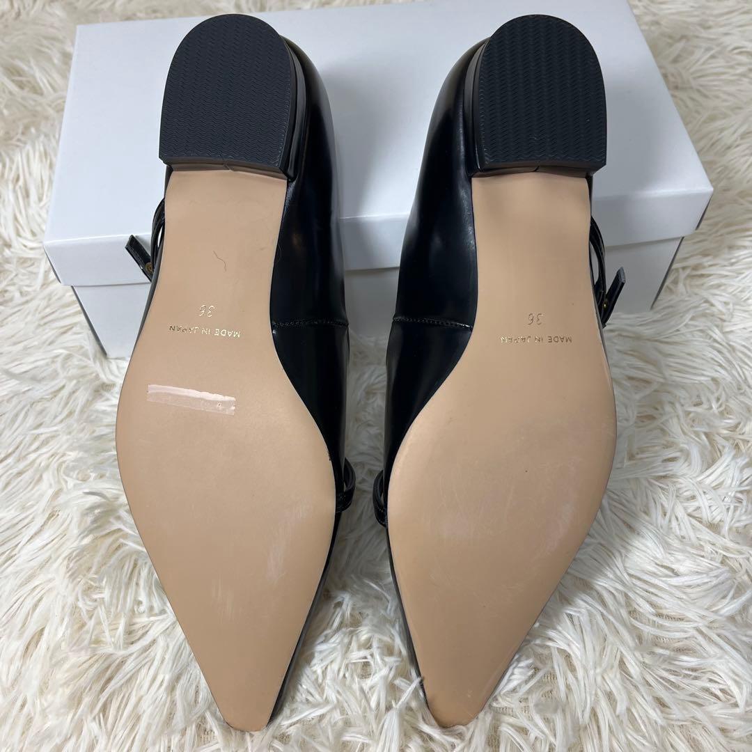 【新品未使用】Aga スムース レザー パンプス ストラップ ローヒール