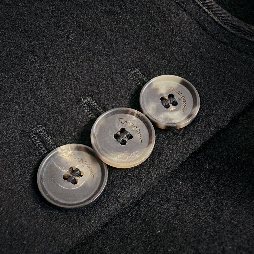 新品タグ付 フェラガモ カシミヤ混 ガンチーニ コート 52 XL 黒