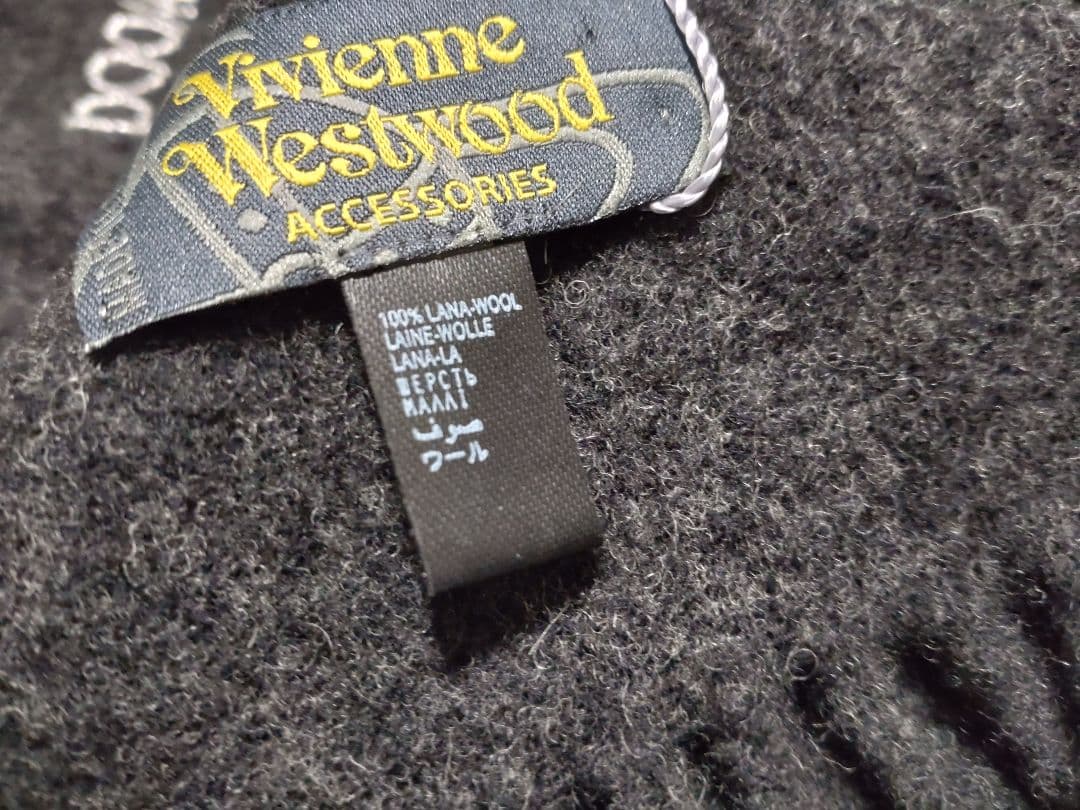 新品ヴィヴィアン・ウエストウッド　マルチカラーマフラーダークグレー　Italy製