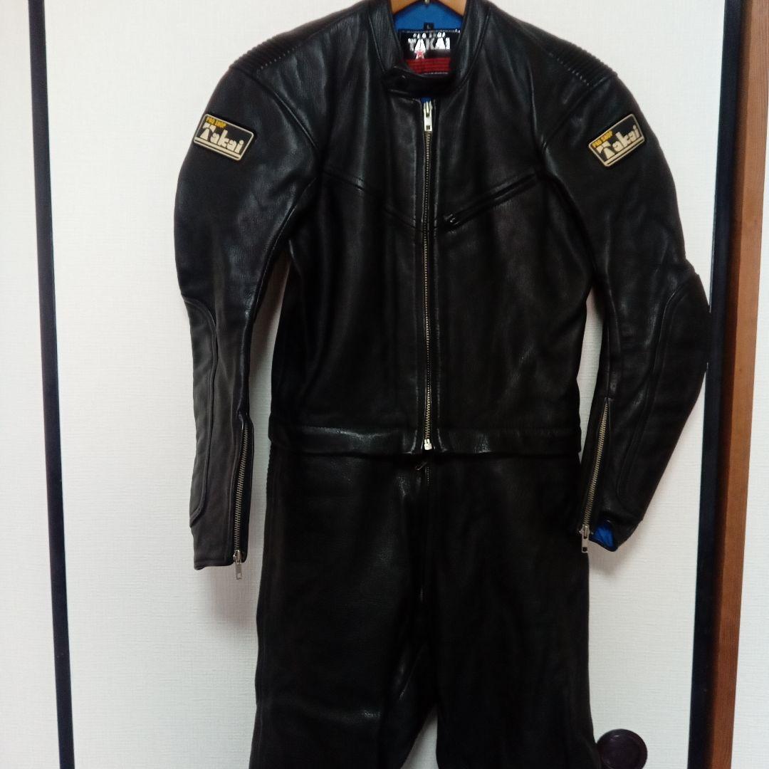 Takai セパレートレーシングスーツ 革ツナギ 黒　L