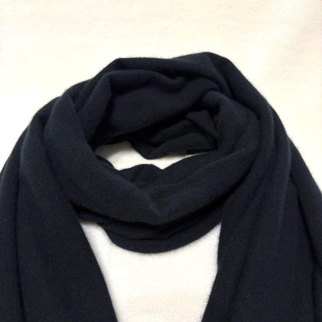 BATONER バトナー ウールスムース ストール 大判 マフラー ブラック