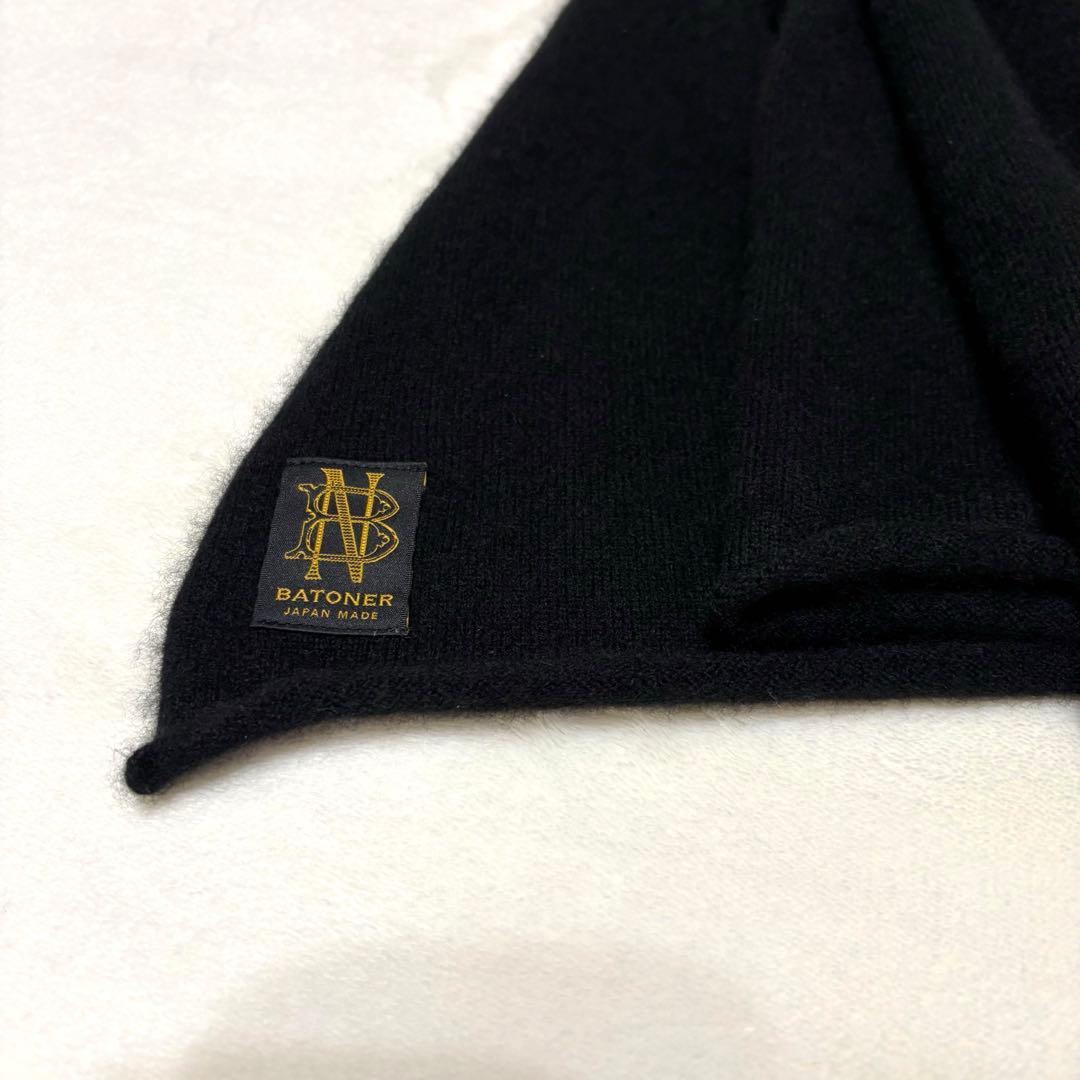 BATONER バトナー ウールスムース ストール 大判 マフラー ブラック
