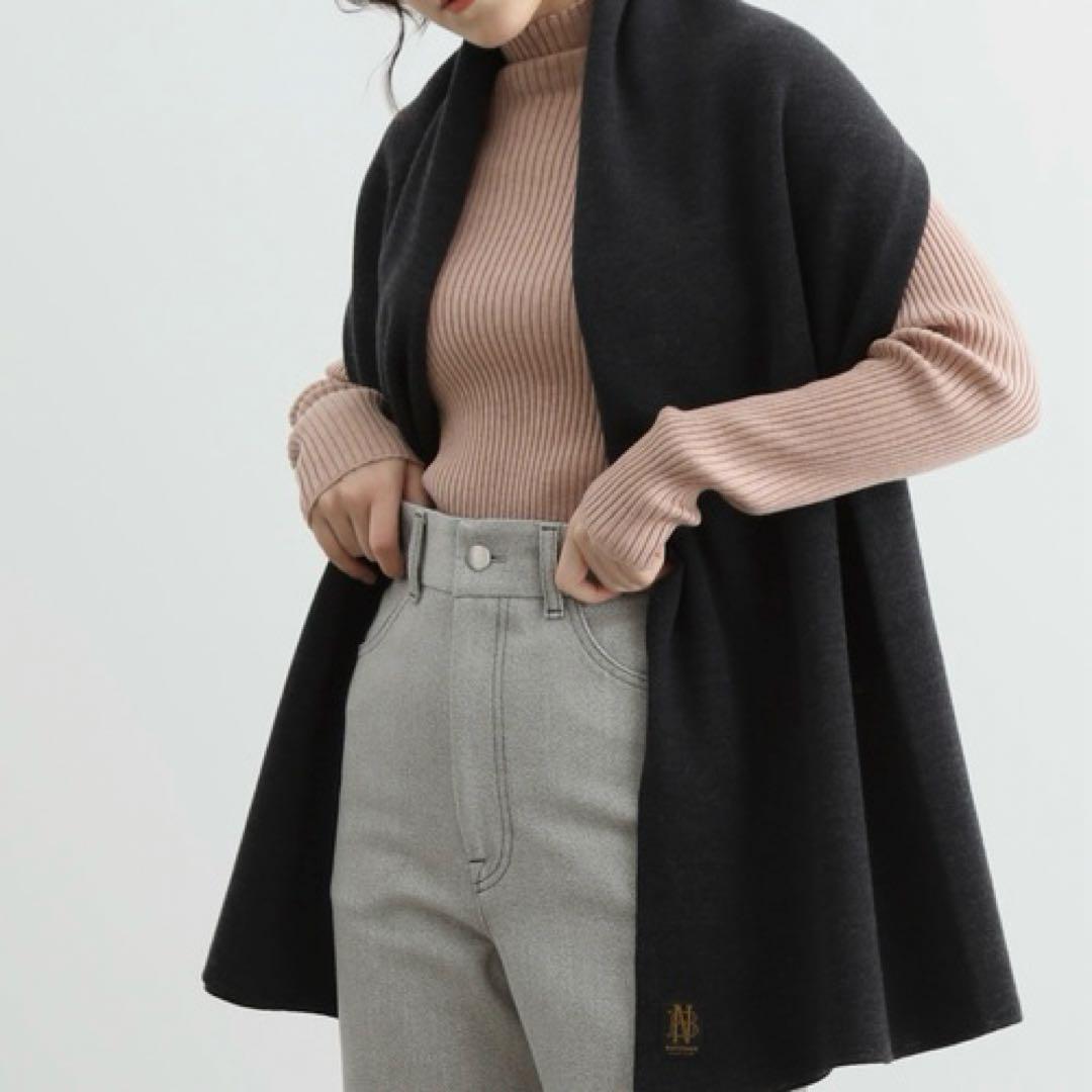 BATONER バトナー ウールスムース ストール 大判 マフラー ブラック