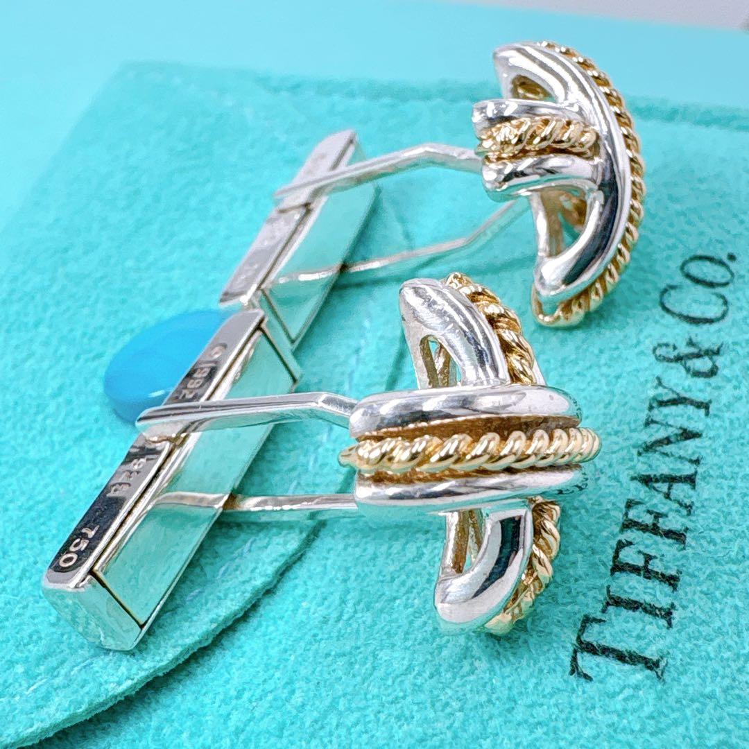 オールドティファニー シグネチャー コンビ カフス シルバー925 k18