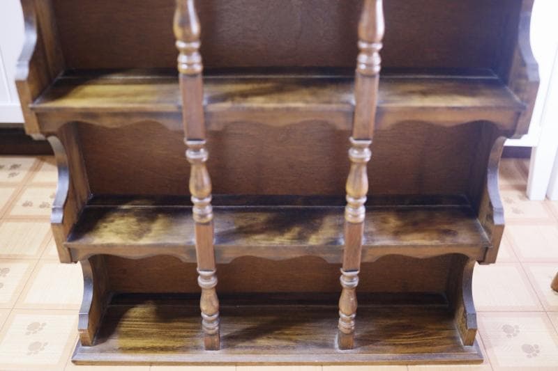 ◆ナチュラルウッドの オープンシェルフ 　飾り棚　4段　アンティークレトロ