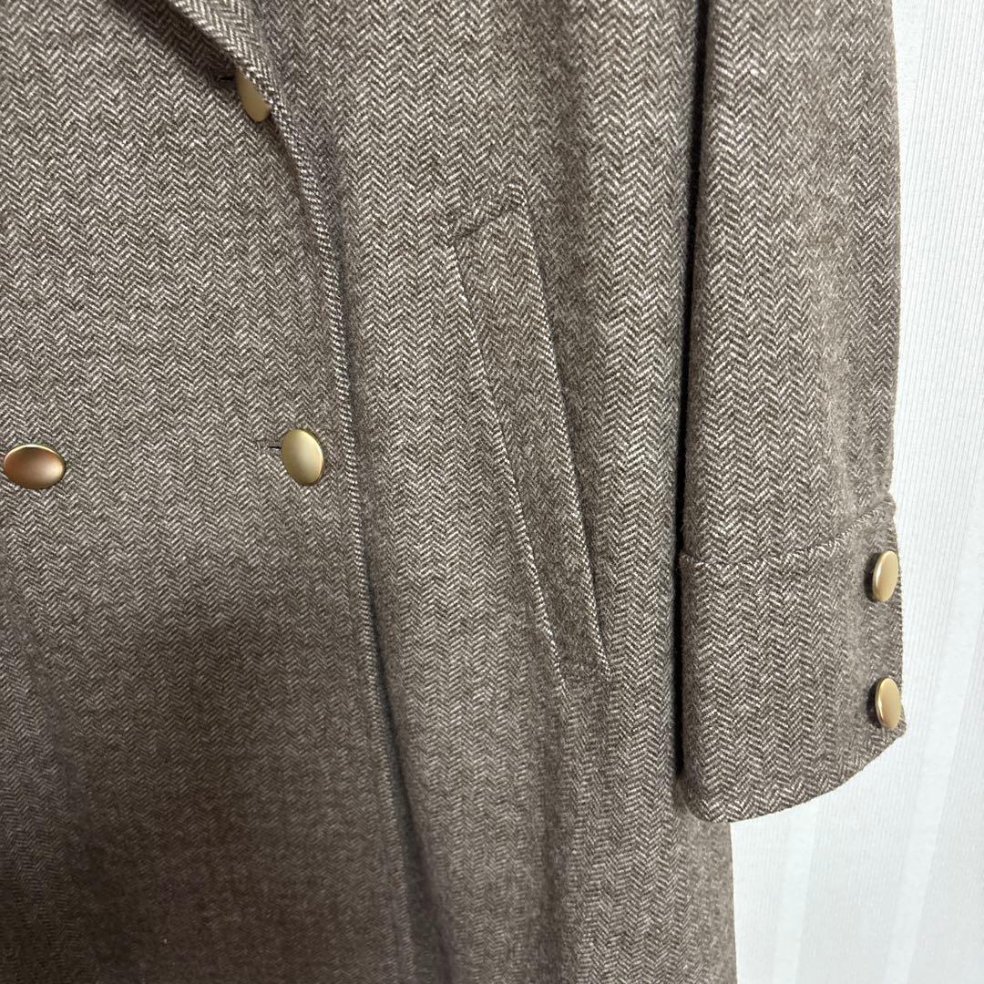 GLOBAL WORK 軽やかストレッチ襟2WAYロングコートSサイズ　ブラウン