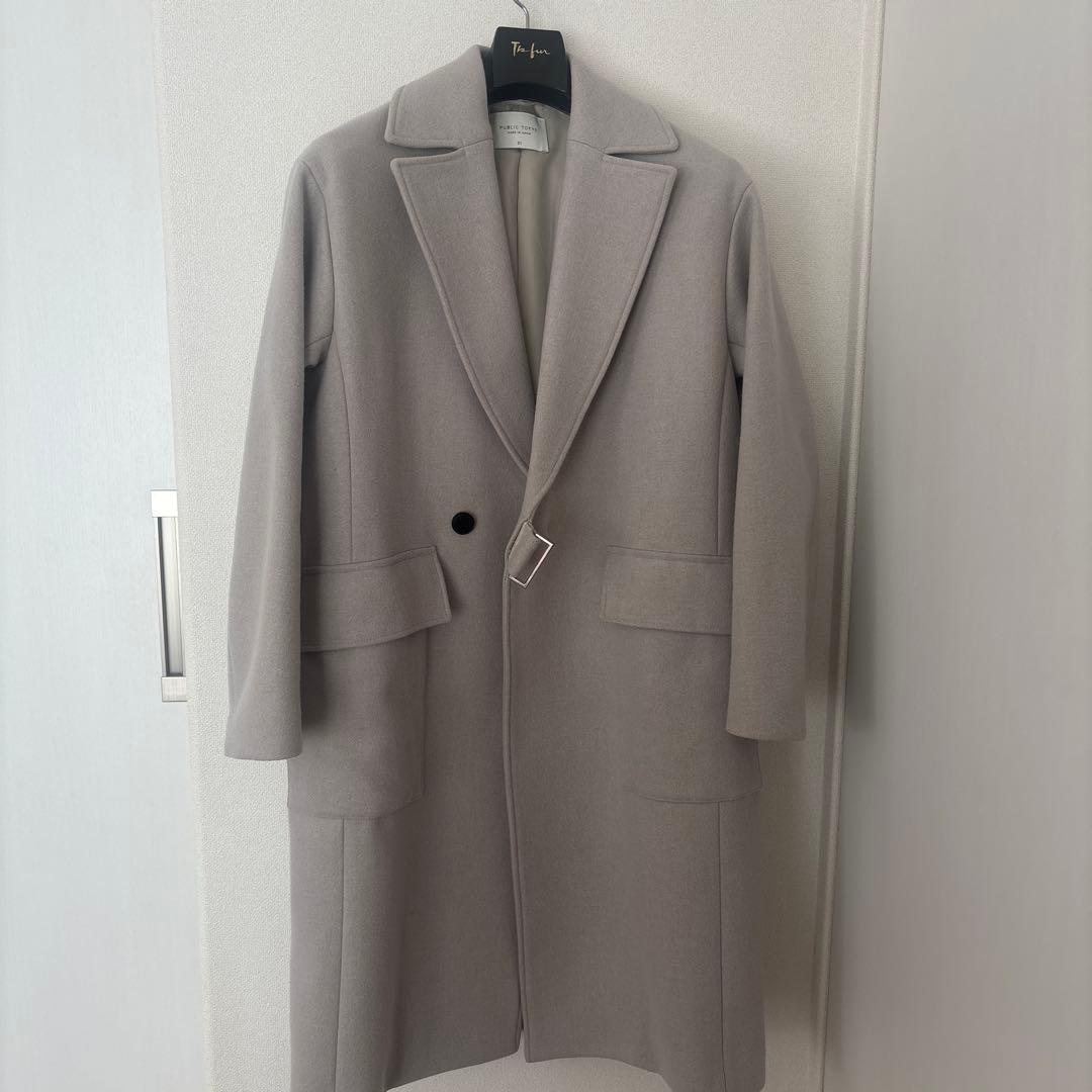 public tokyo タイロッケンチェスターコート　ライトグレー　size1