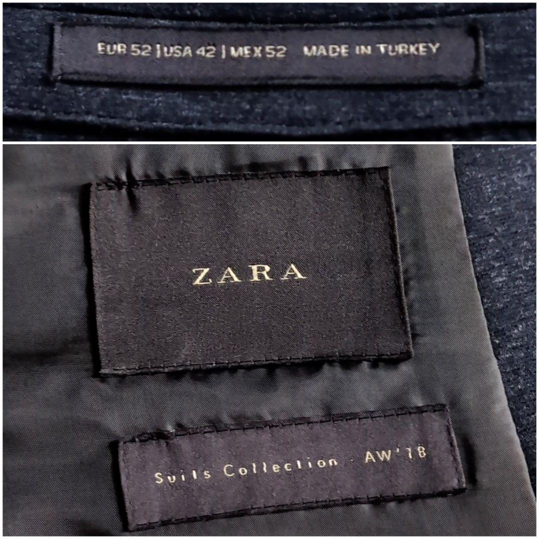 美品 ZARA ストレッチ ウォッシャブル スーツ セットアップ 52 ネイビー
