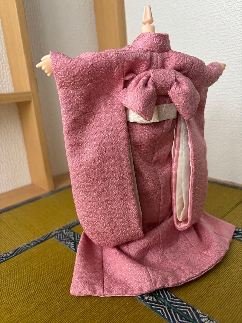 22cmドール 花嫁衣装　桃色×白無垢　正絹