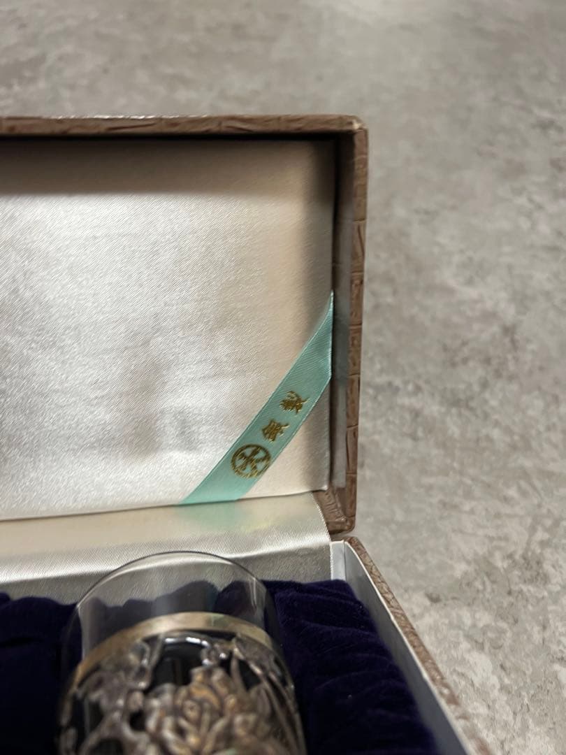 銀製 装飾 グラス 大丸謹製 箱付き 銀細工