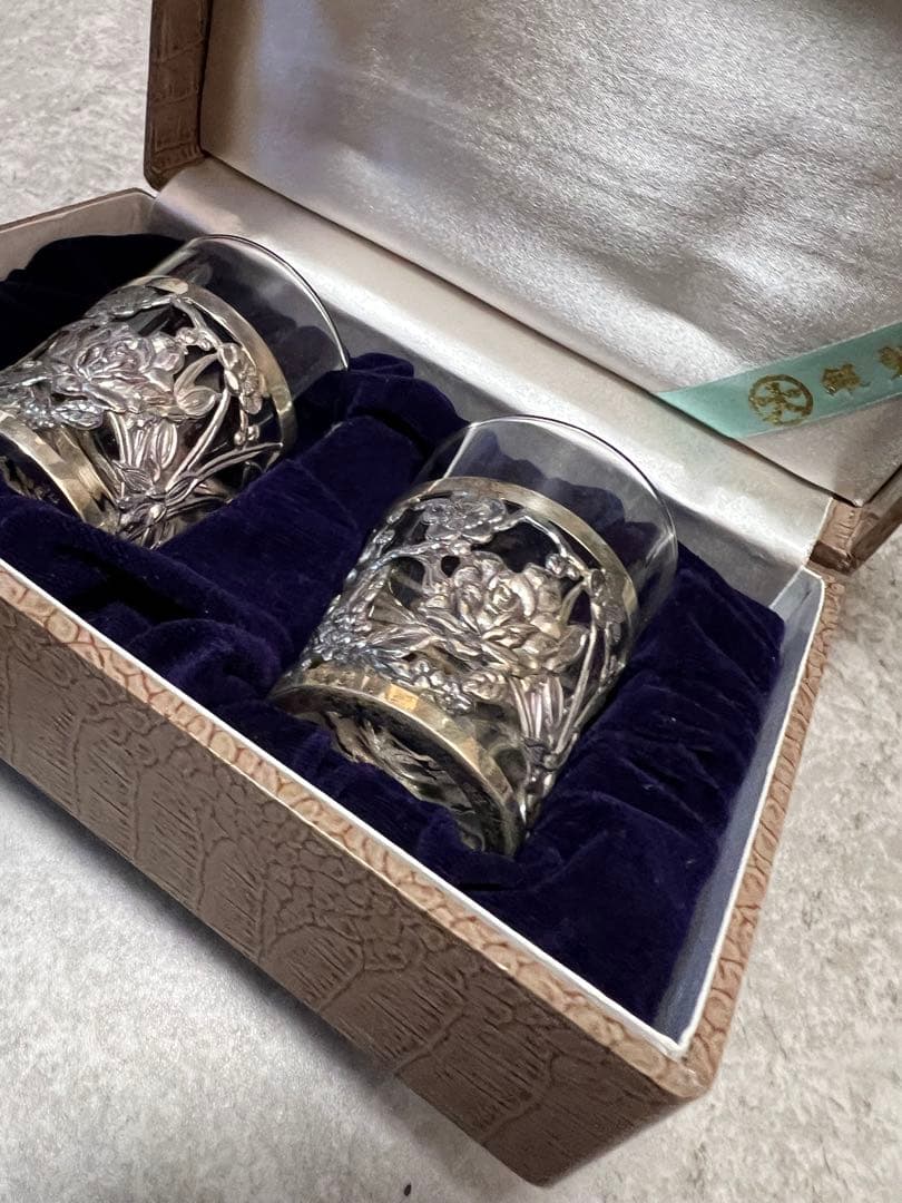銀製 装飾 グラス 大丸謹製 箱付き 銀細工