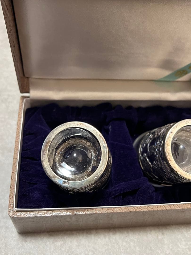 銀製 装飾 グラス 大丸謹製 箱付き 銀細工
