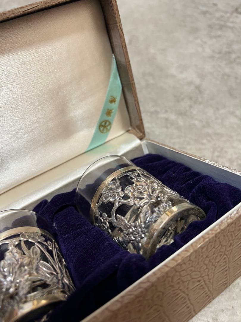 銀製 装飾 グラス 大丸謹製 箱付き 銀細工