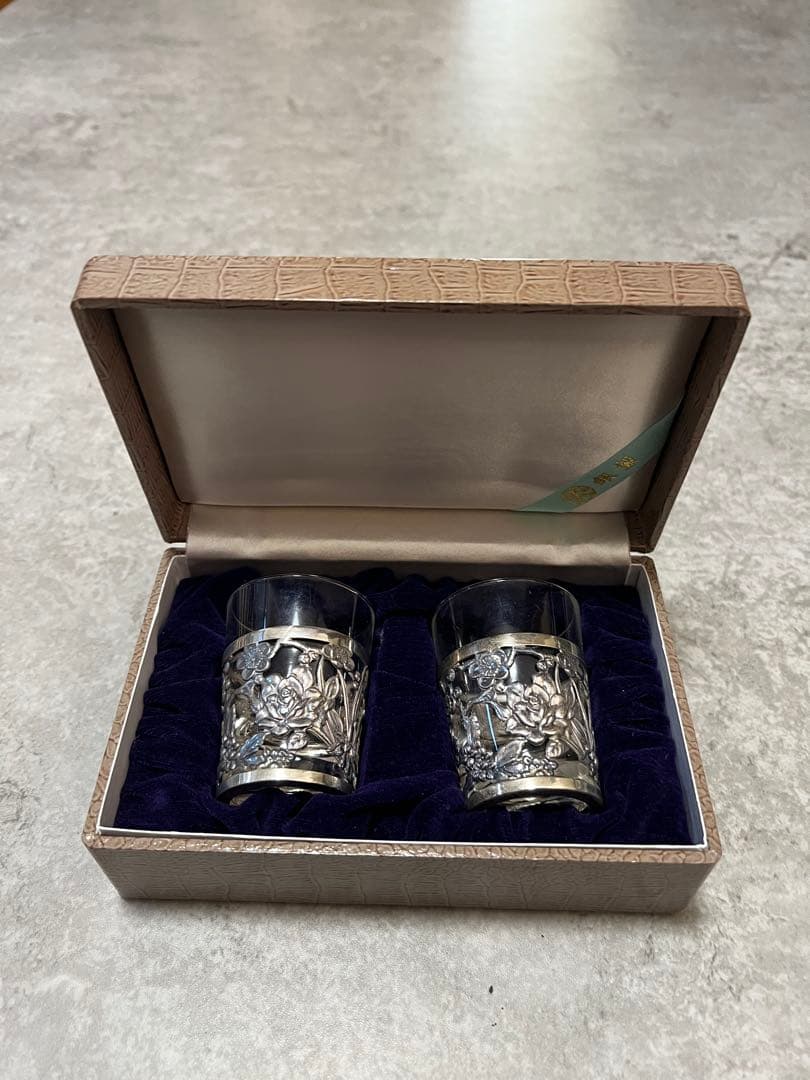 銀製 装飾 グラス 大丸謹製 箱付き 銀細工