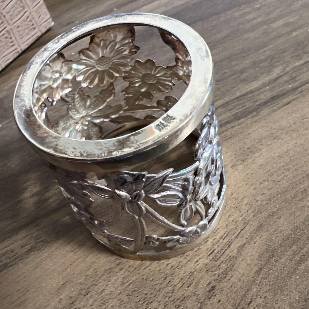 銀製 装飾 グラス 大丸謹製 箱付き 銀細工