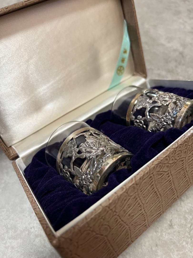 銀製 装飾 グラス 大丸謹製 箱付き 銀細工