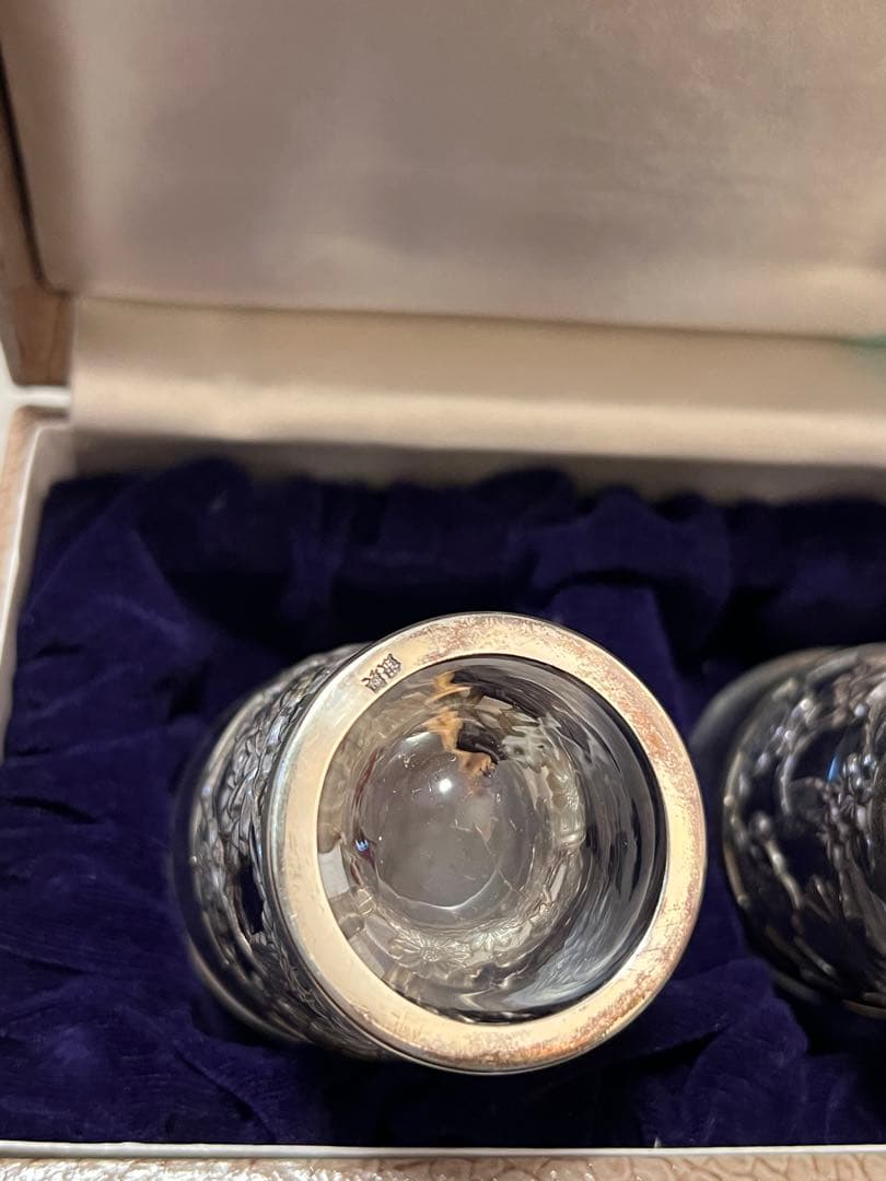 銀製 装飾 グラス 大丸謹製 箱付き 銀細工