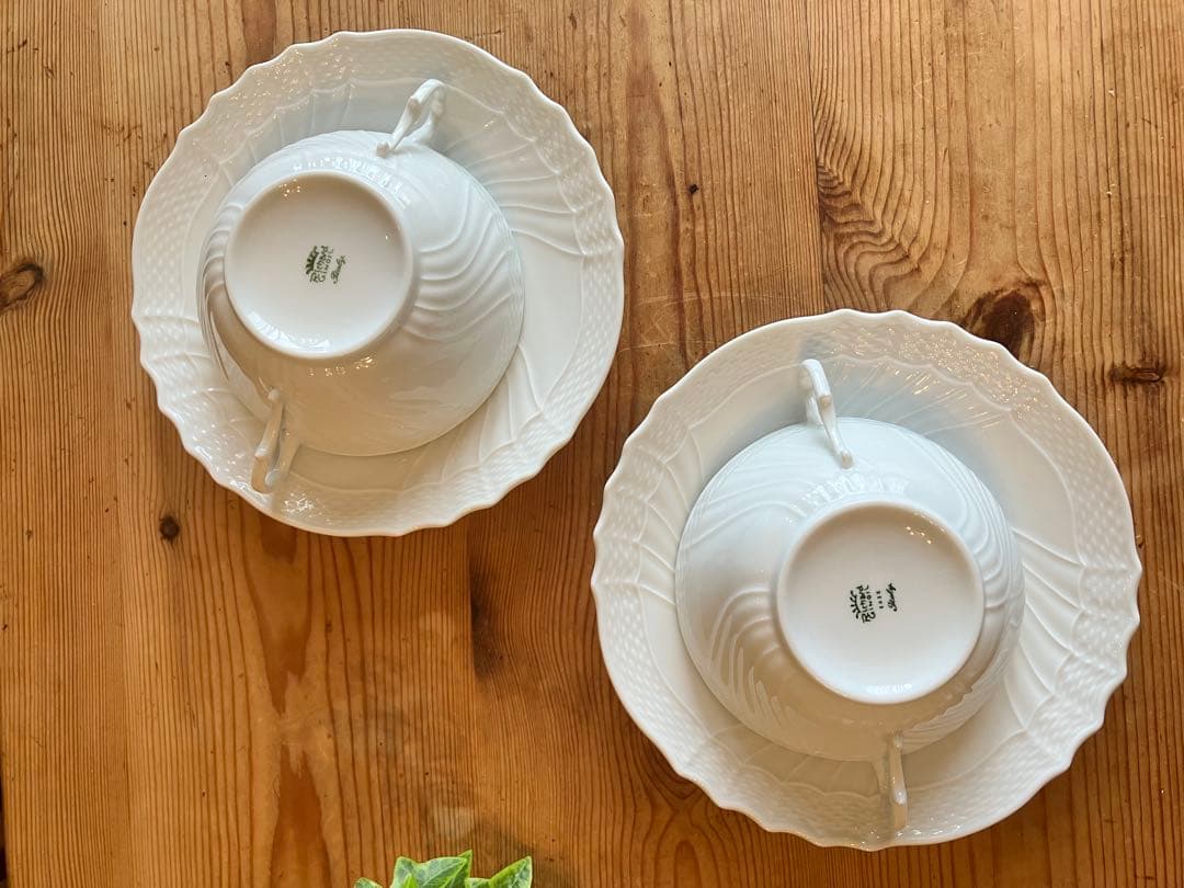 mi♡ジノリ　ベッキオホワイト　スープカップアンドソーサー×2