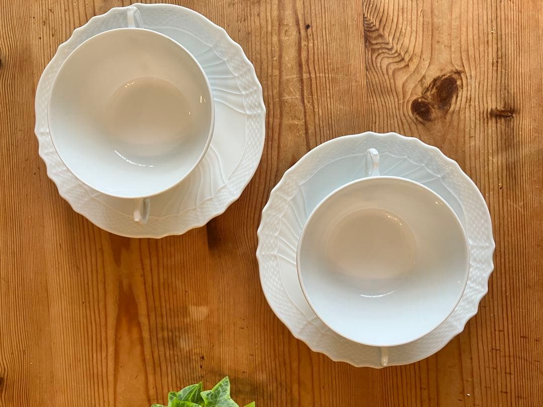 mi♡ジノリ　ベッキオホワイト　スープカップアンドソーサー×2
