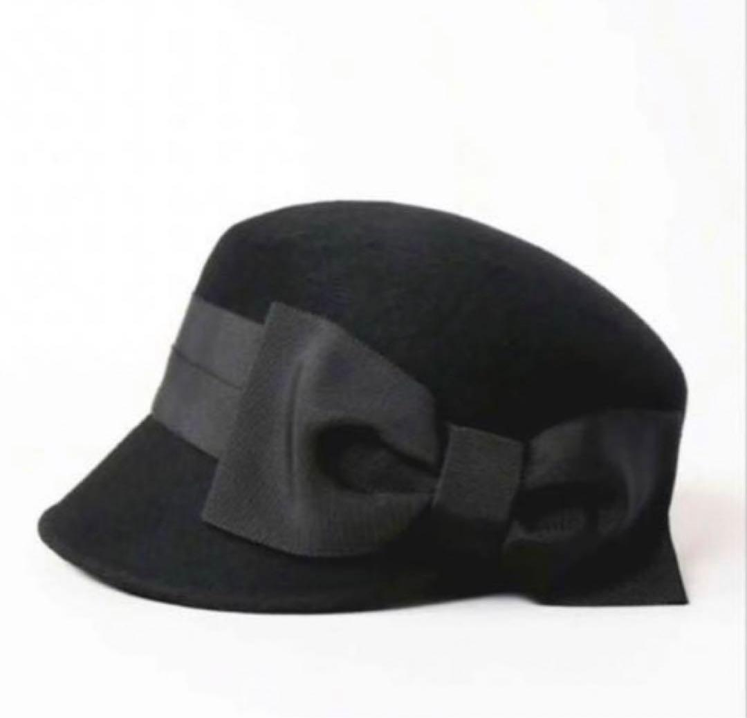 新品 CA4LA カシラ リボン付キャスケット ブラック 黒