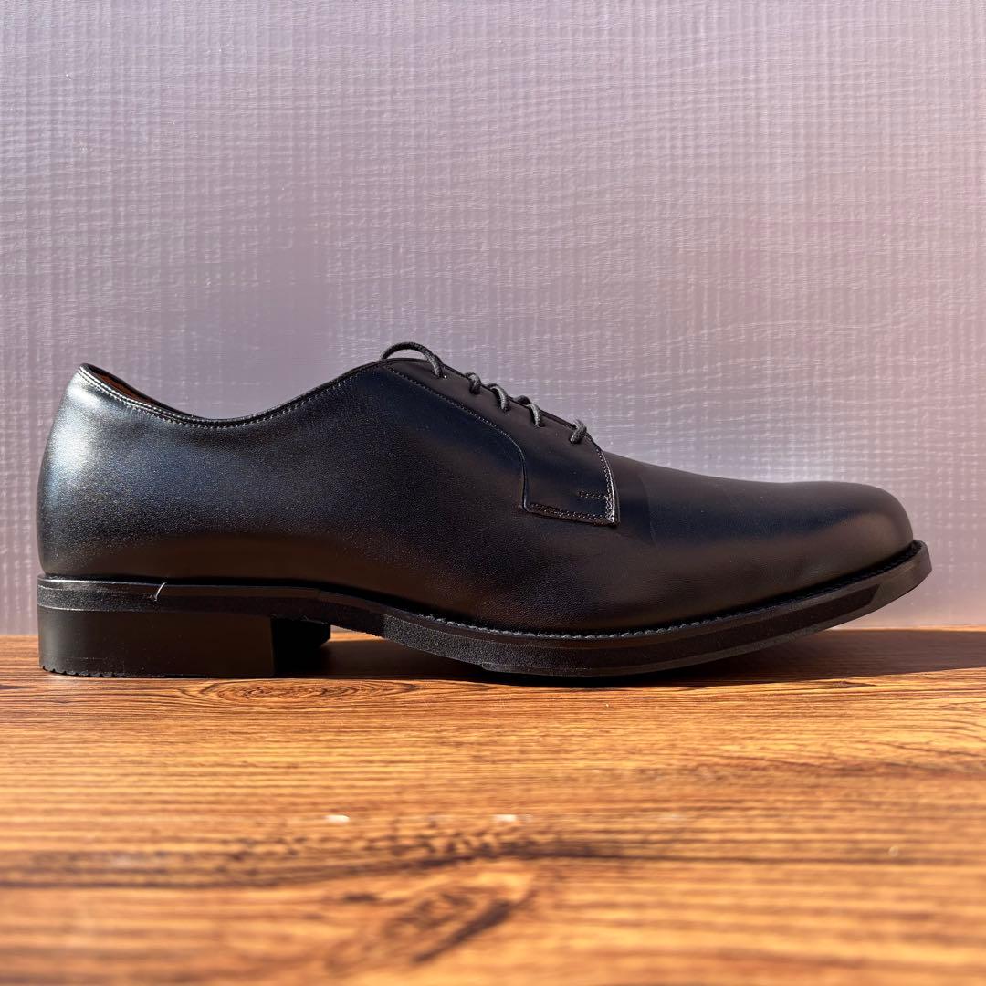 【展示品】アシックスランウォーク プレーントゥ 27cm ブラック 外羽根 革靴