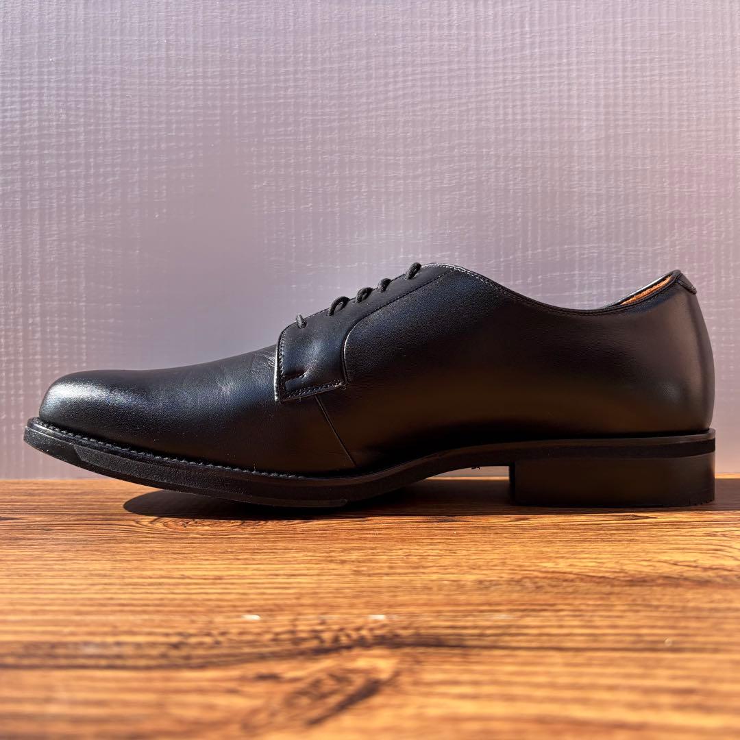 【展示品】アシックスランウォーク プレーントゥ 27cm ブラック 外羽根 革靴