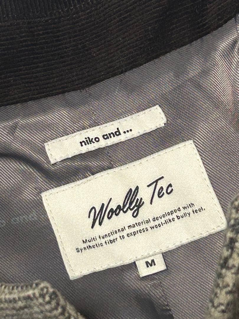 美品 ニコアンド ウーリーテックステンロングコート ロング丈 グレー ブラウンM