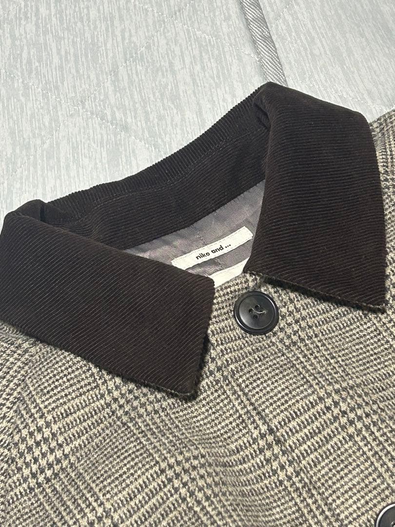 美品 ニコアンド ウーリーテックステンロングコート ロング丈 グレー ブラウンM