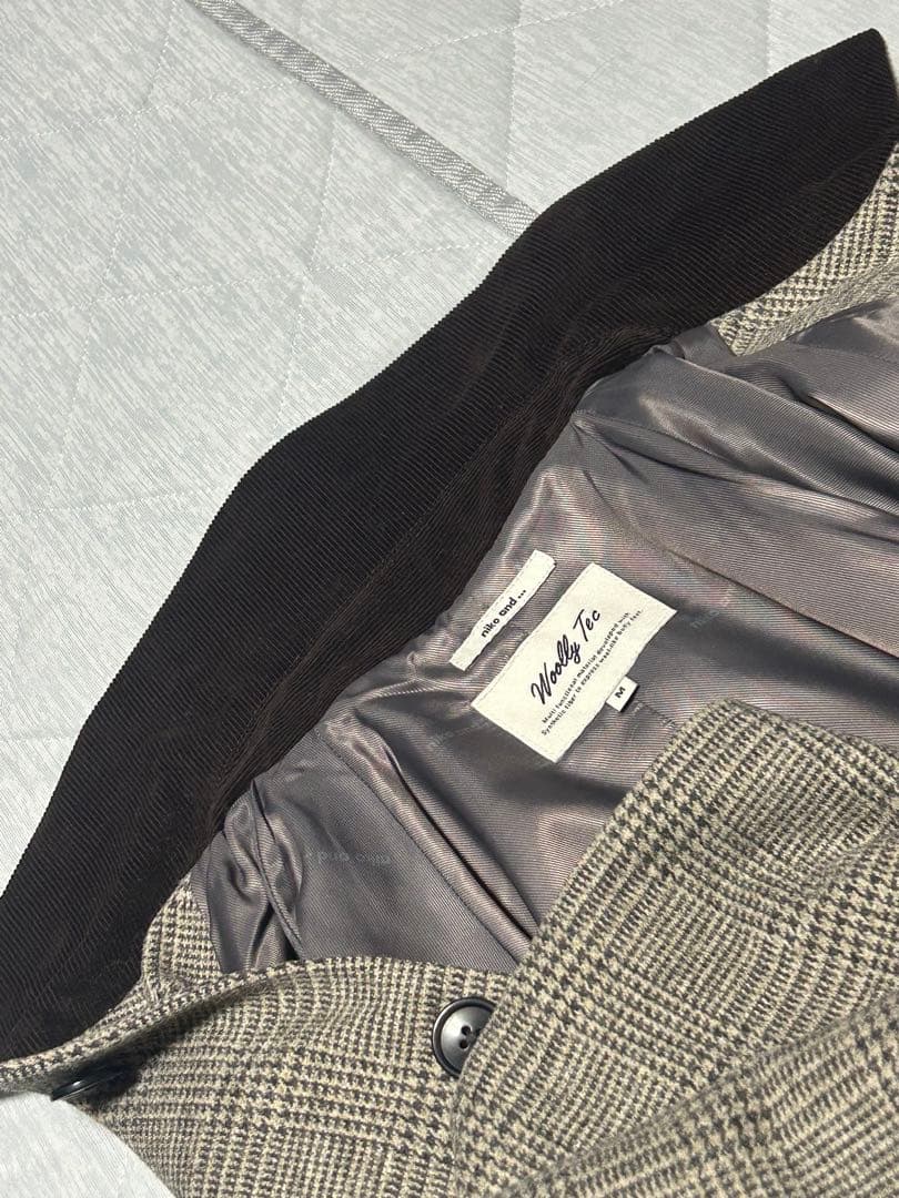 美品 ニコアンド ウーリーテックステンロングコート ロング丈 グレー ブラウンM