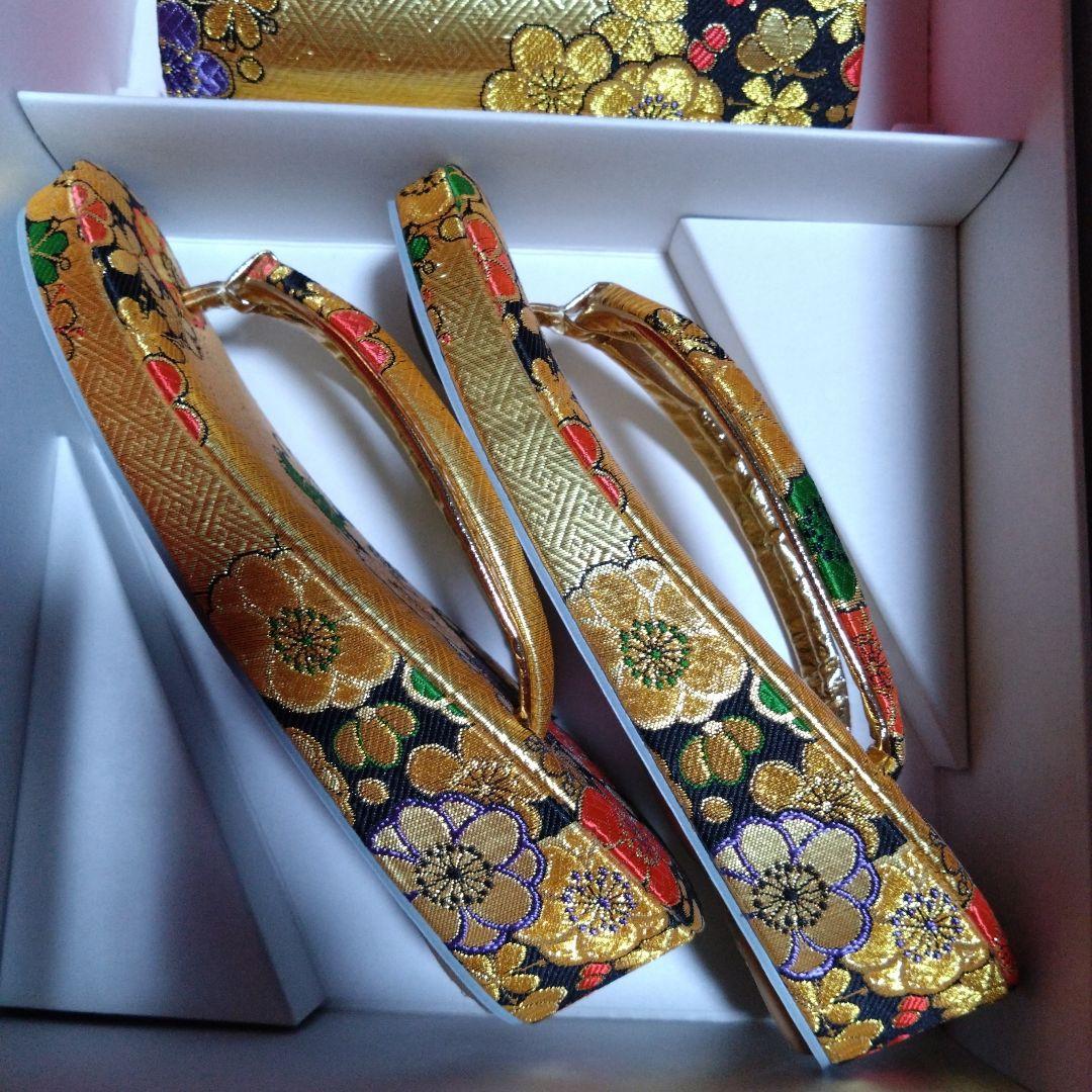 美品★大寸七歳★金と花★帯草履バックはこせこ