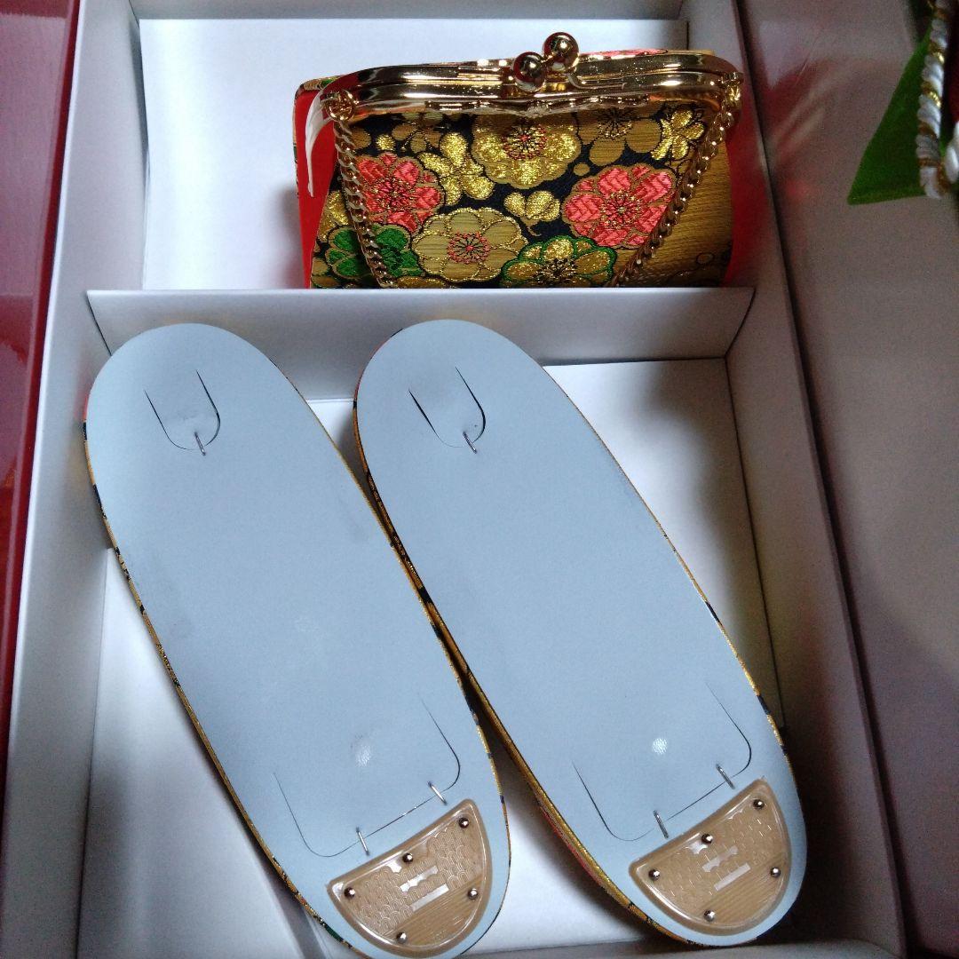 美品★大寸七歳★金と花★帯草履バックはこせこ