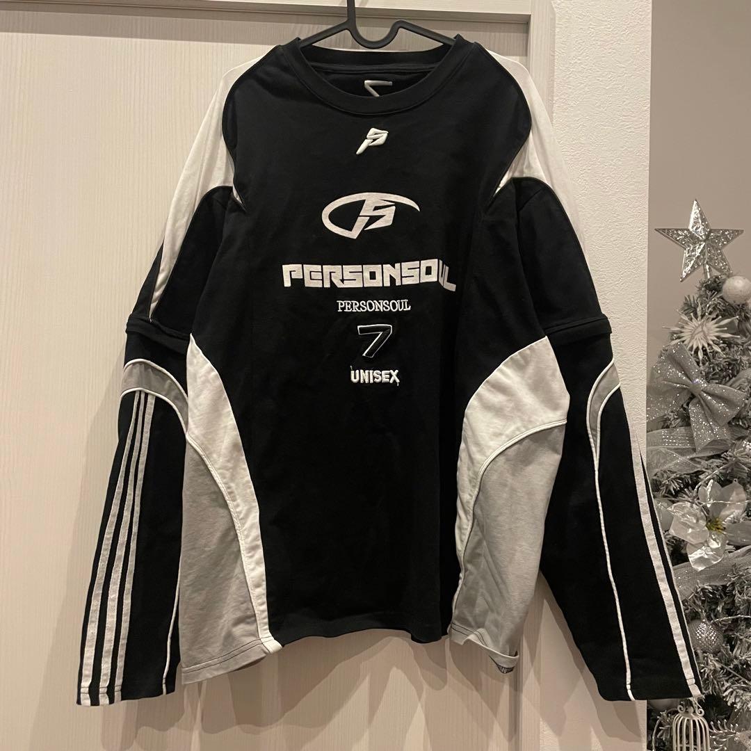 PERSONSOUL スプリット スリーブ レーシング T シャツ