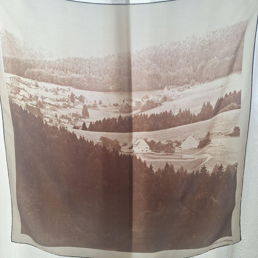 激レア1985年COMME des GARCONS 風景プリント絹スカーフ