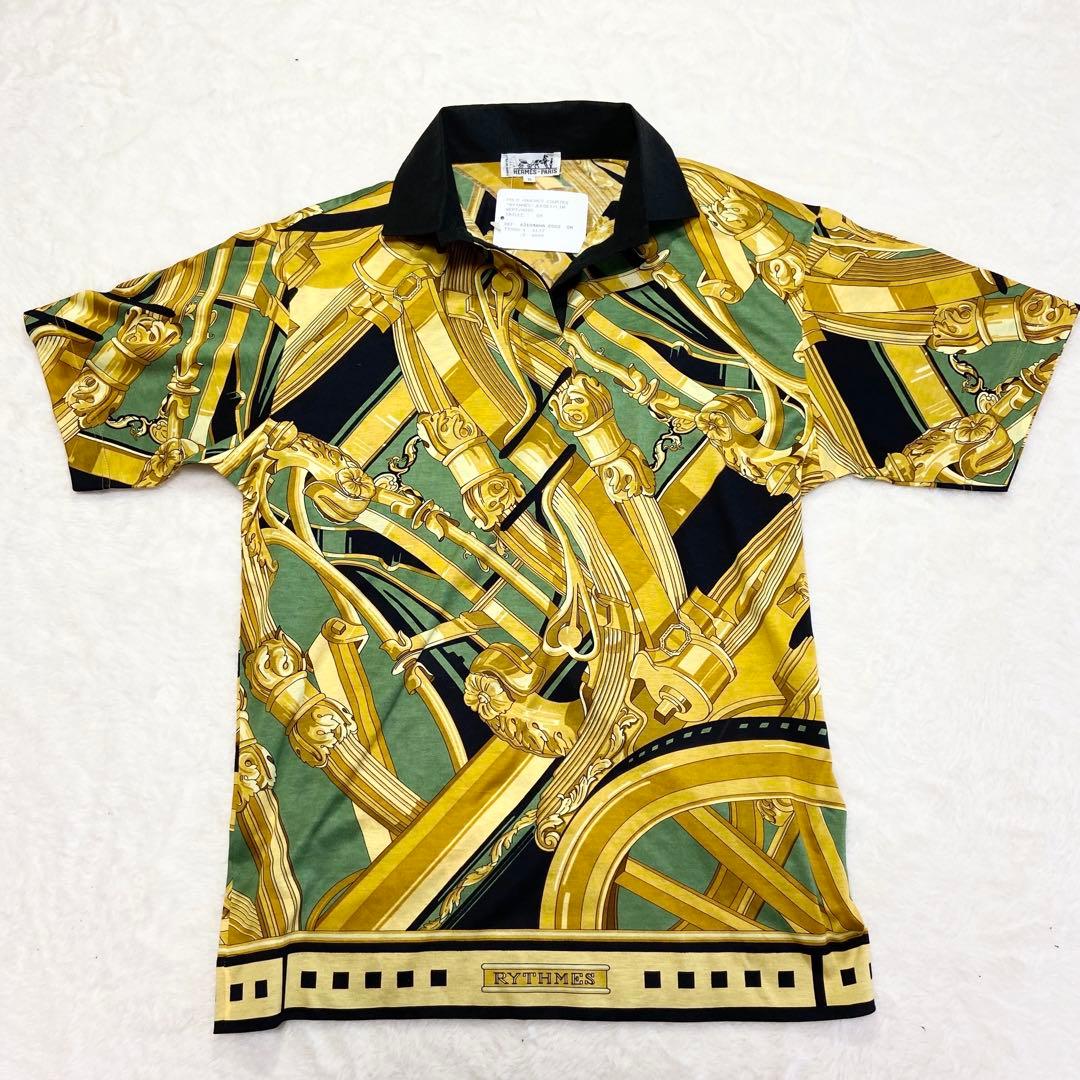【未使用】エルメス HERMES RYTHMES 半袖 ポロシャツ 馬車柄 S
