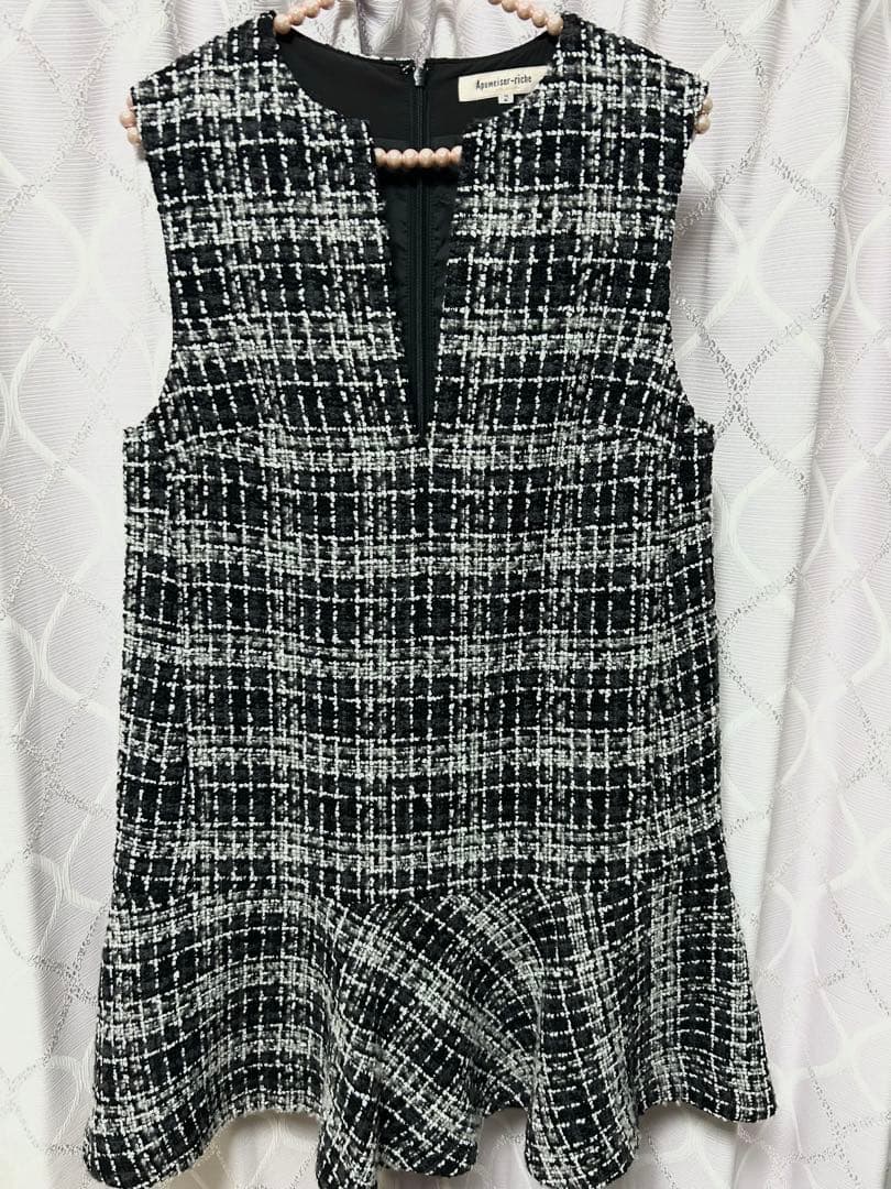 新品☆人気☆ アプワイザーリッシェ　ツイードペプラムミニワンピース