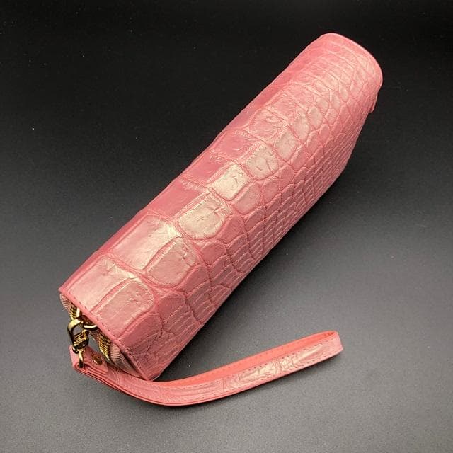 フォロー割適用　本物クロコ・パール・一枚革　シャムクロコダイル　ダブル　長財布2