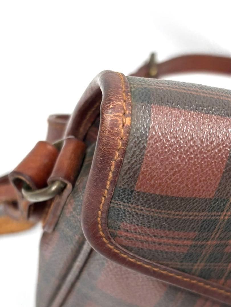 美品　ポロ ラルフ ローレン　タータンチェック柄　ショルダーバッグ　ブラウン