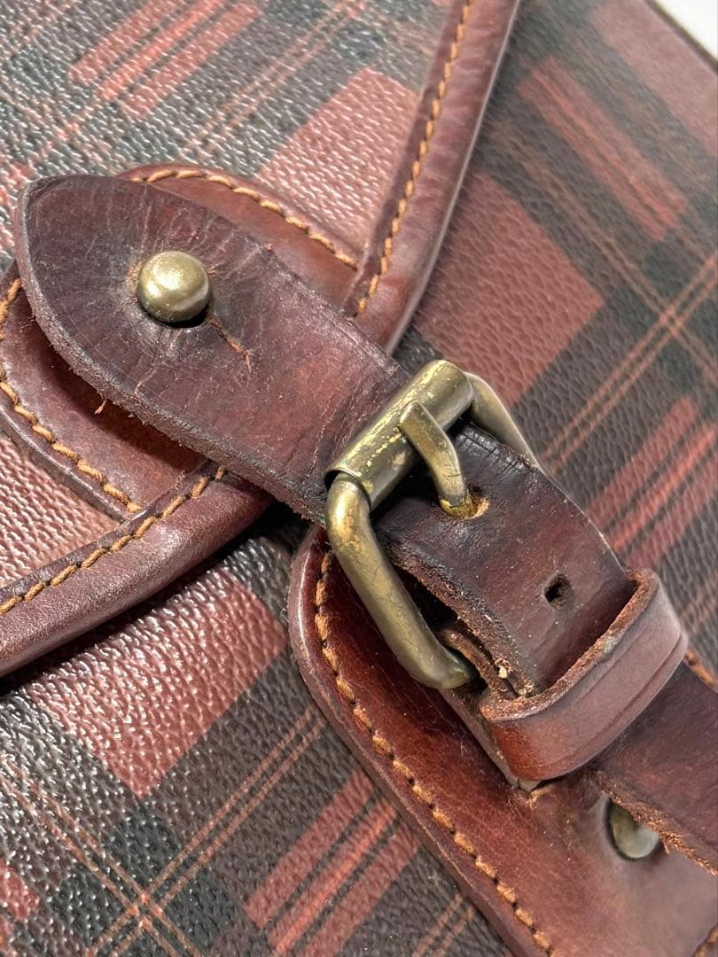 美品　ポロ ラルフ ローレン　タータンチェック柄　ショルダーバッグ　ブラウン